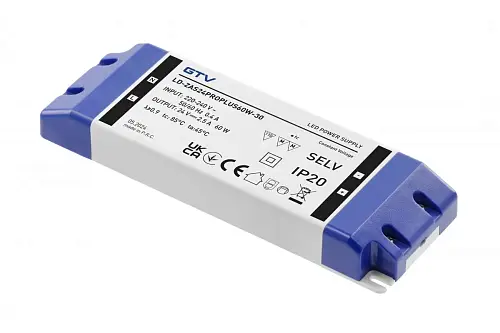 Блок питания для светодиодов LED PRO+ 220/24V 60W IP 20 — купить оптом и в розницу в интернет магазине GTV-Meridian.